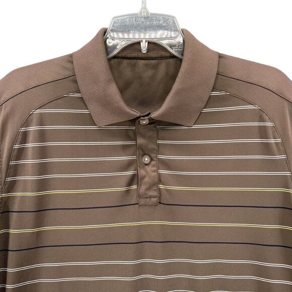 Callaway Mens Golf Polo Size XL Brown Stripe Brookside Country Club Tournament - Picture 2 of 9